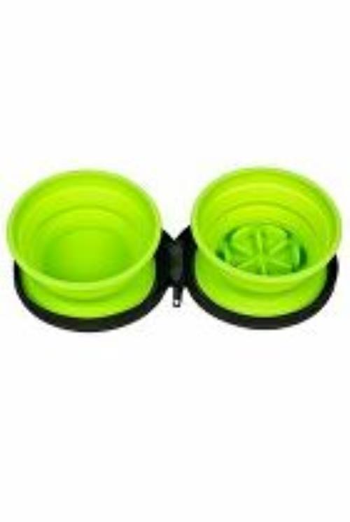 Cestovná dvojitá miska SLOWFEEDER zelená 700ml KW