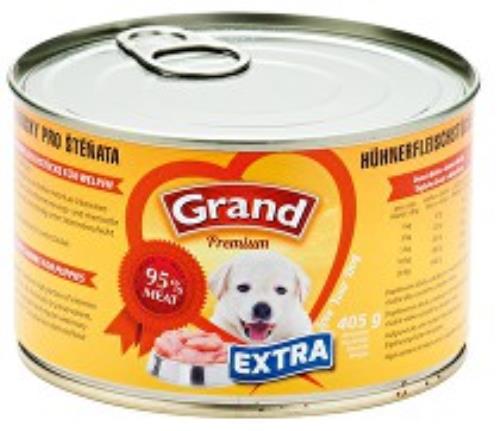 GRAND konz. šteňa Extra kura.kúsky 405g + Množstevná zľava