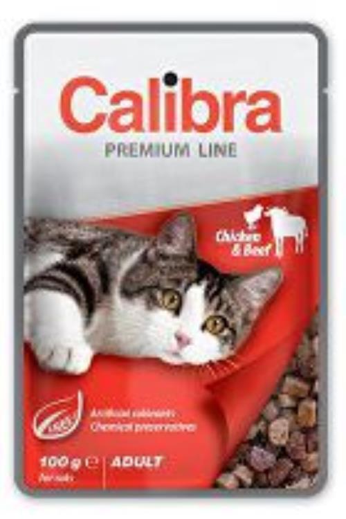 Kapsička pre mačky Calibra Premium Adult Chicken & Beef 100g