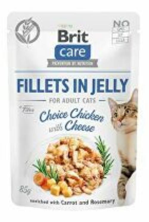 Brit Care Cat Fillets in Jelly Chicken&Cheese 85g + Množstevná zľava 5 + 1 ZADARMO