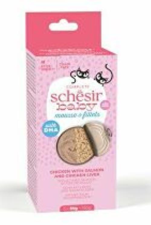 Schesir Cat Cons. Kitten Mix Texture kuracie/losos 3x55g + Množstevná zľava