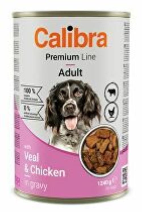 Calibra Dog Premium cons. s teľacím a kuracím mäsom 1240g