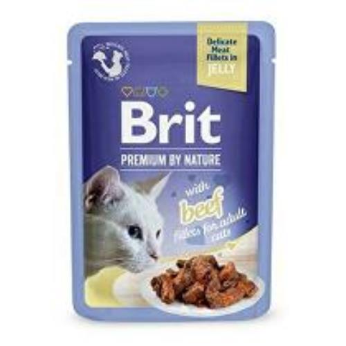 Brit Premium Cat D filé v želé s hovädzím mäsom 85g