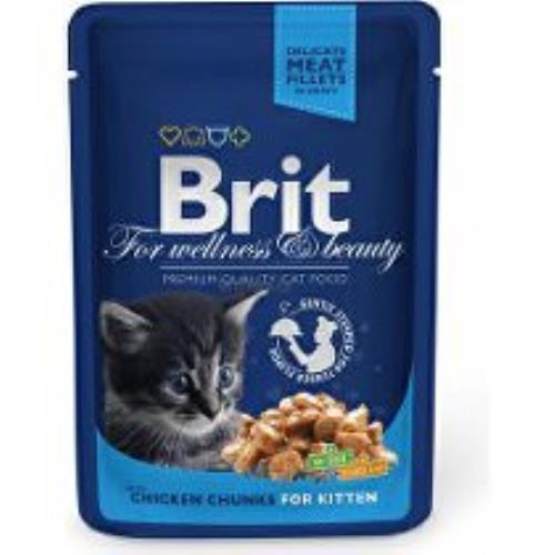 Brit Premium Cat kapsička s kuracími kúskami pre mačiatka 100g + Množstevná zľava