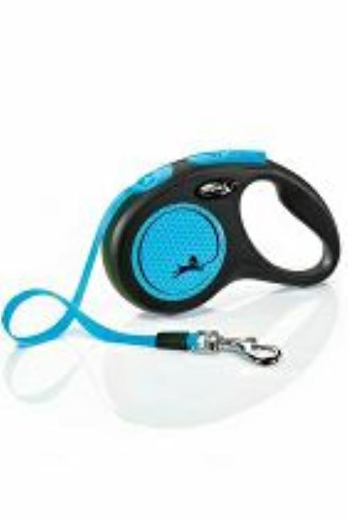 Vodítko FLEXI Neon S opasok 5m/15kg čierna/modrá NEW