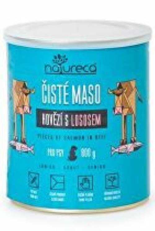 NATURECA cons. hovädzie mäso s lososom pre psov 800g + Množstevná zľava