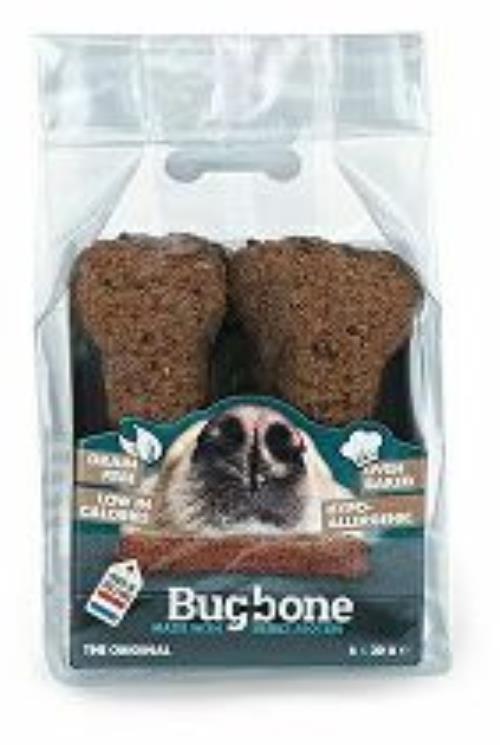 Pochúťka pre psov Bugbone Stredná kosť s hmyzom 6x30g