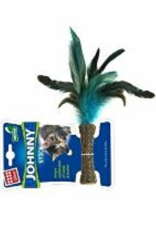 Hračka pre mačky GiGwi Johnny Stick Catnip s modrým perím