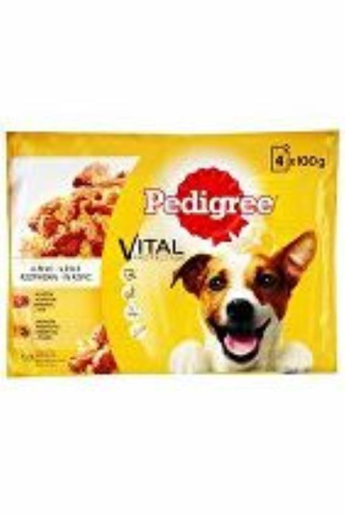 Pedigree kapsička Adult hovädzie/ hydina v želé 4x100g + Množstevná zľava