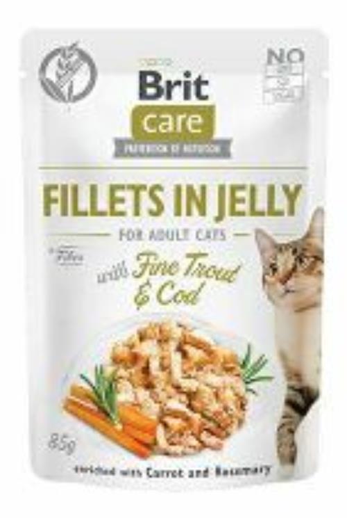 Brit Care Cat Fillets in Jelly with Trout&Cod 85g + Množstevná zľava 5 + 1 ZADARMO