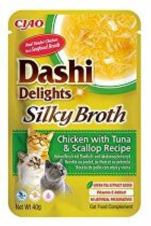 Churu Cat Dashi Delights hodvábny vývar Chick&Tun&Scal40g