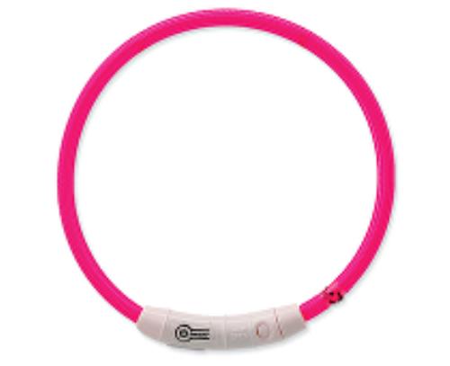 Obojok DOG FANTASY svietiaci USB ružový 45 cm 1ks