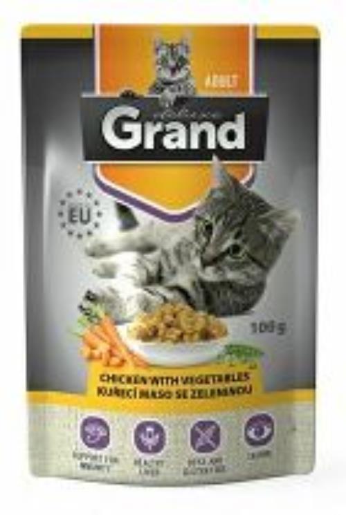 GRAND kaps. mačka deluxe 100% kuracie so zel.100g + Množstevná zľava