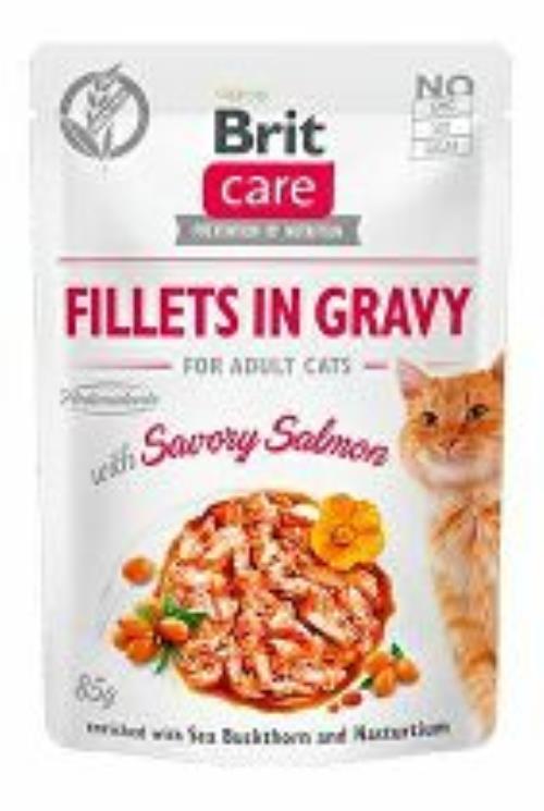Brit Care Cat Fillets in Gravy Savory Salmon 85g + Množstevná zľava
