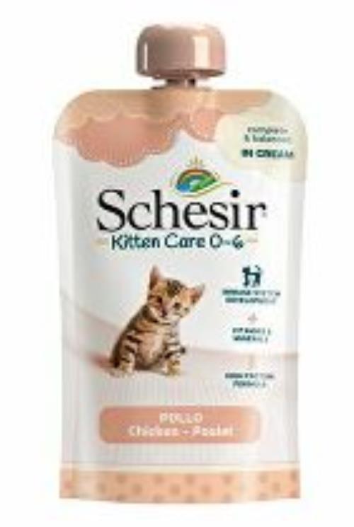 Kapsuly Schesir Cat. Kuracie mäso pre mačiatka v smotane 150g + Množstevná zľava