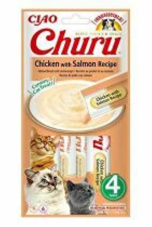 Churu Cat kuracie mäso s lososom 4x14g