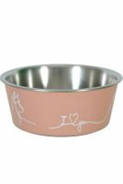 Nerezová miska pre psov LOVE DOG 400 ml ružová Zolux