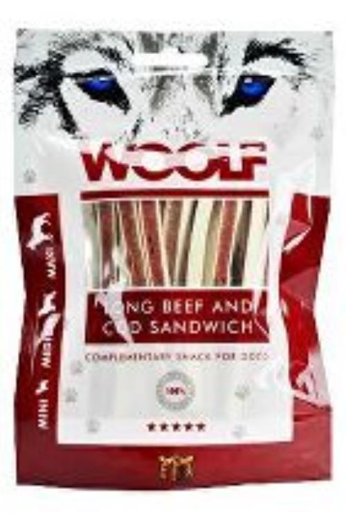 WOOLF pochúťka soft beef and cod sandwich long 100g + Množstevná zľava