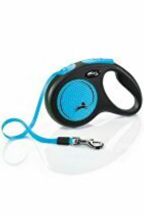 Vodítko FLEXI Neon M opasok 5m/25kg čierna/modrá NEW