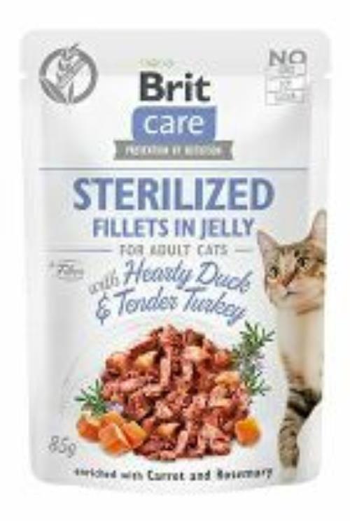 Brit Care Cat Fillets in Jelly Sterile Duck & Turkey 85g + Množstevná zľava 5 + 1 ZADARMO