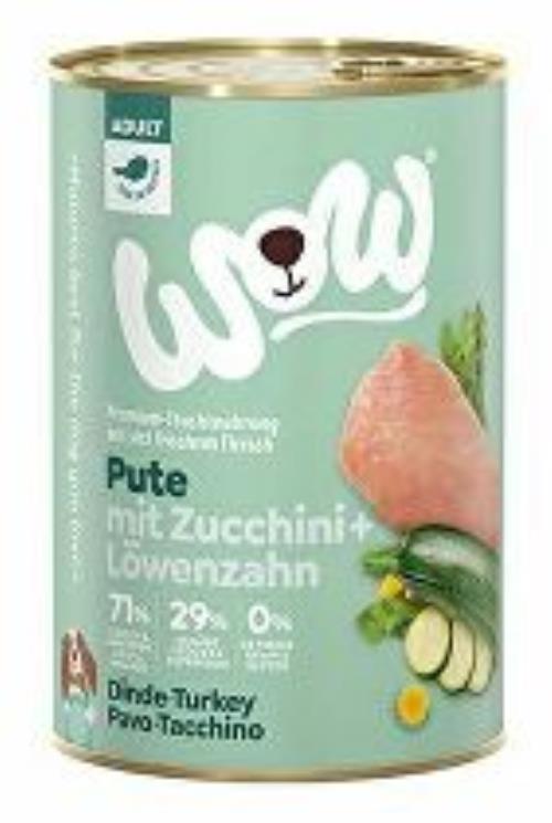 WOW konzervované morčacie mäso s cuketou Adult 400g + Množstevná zľava
