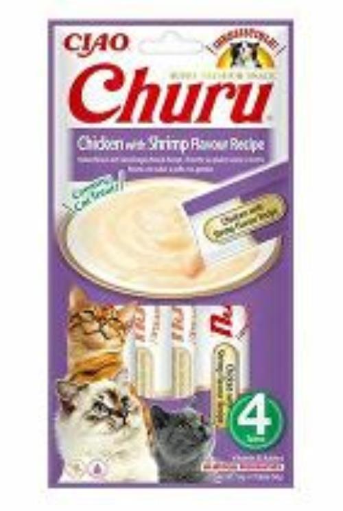 Churu Cat kuracie mäso s príchuťou kreviet 4x14g