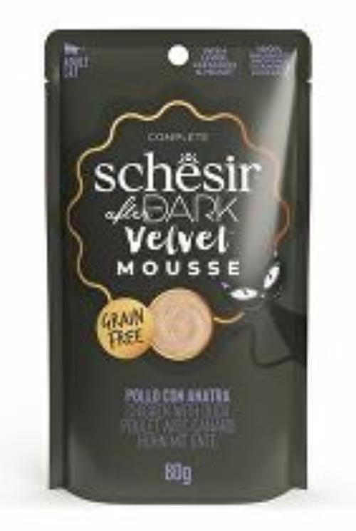 Schesir Mačacie kapsičky After Dark Velv.Mousse kuracie/kačacie80g + Množstevná zľava