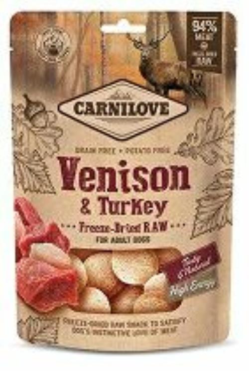 Carnilove Raw Freeze-Dried Snacks Zverina&Turkey 60g + Množstevná zľava
