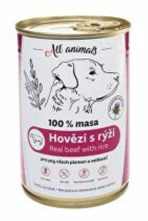 All Animals DOG mleté hovädzie mäso s ryžou 400g + Množstevná zľava