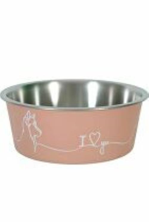 Nerezová miska pre psov LOVE DOG 750ml ružová Zolux