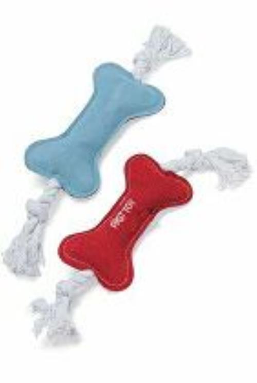 Hračka pre psa s lanom 35cm koža mix farieb KAR