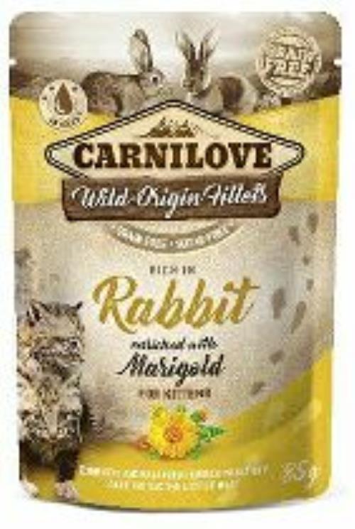 Carnilove Cat Pouch Kitten RabbitEnriched&Marigold 85g + Množstevná zľava 5 + 1 ZADARMO