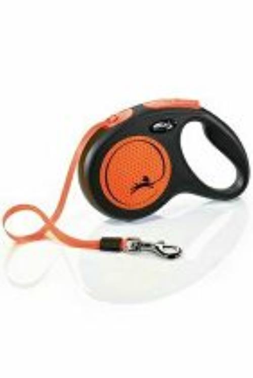 Vodítko FLEXI Neon M opasok 5m/25kg čierna/oranžová NEW