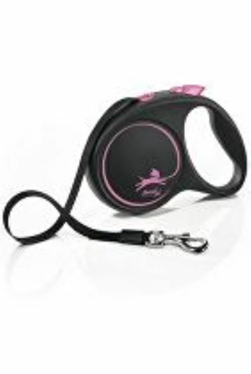Vodítko FLEXI Black Design M opasok 5m/25kg ružová NEW