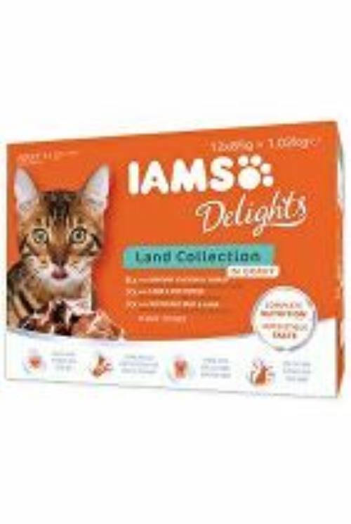 Iams Cat suché suchozemské mäso v omáčke multipack 12x85g + Množstevná zľava