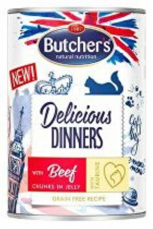 Butcher's Cat Delicious beef in jelly cons. 400g + Množstevná zľava