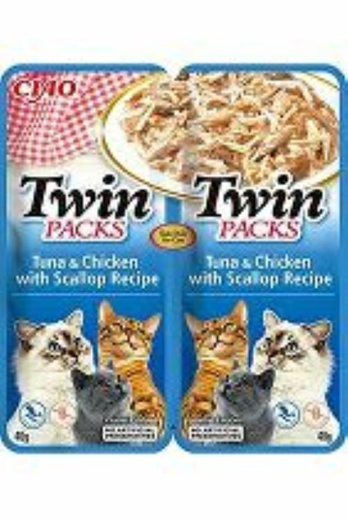 Churu Cat Twin Packs Tuniak a kurča a hrebenatka vo vývare 80g