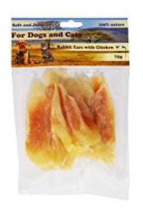 Pochúťka Králičie ucho plnené kuracím mäsom 75g + Množstevná zľava