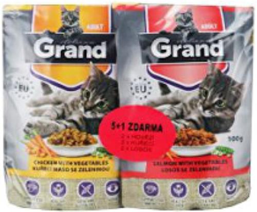 GRAND kaps. deluxe mačka 100% más. Mtp.folia 5+1 á100g + Množstevná zľava