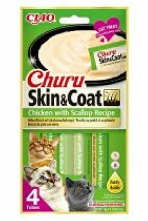 Churu Cat Skin&Coat Chicken with Scallop Recipe 4x14g